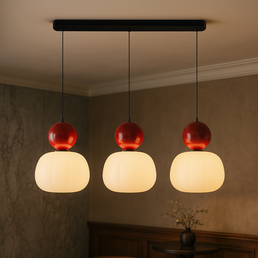 Elegante Art Deco hanglamp van metaal en PMMA met modulaire lampenkappen voor een modern interieur – verfijnd en duurzaam design