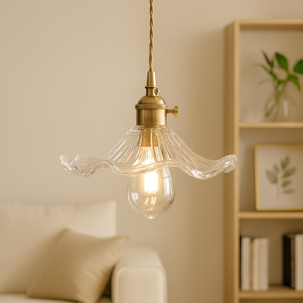 Dimbare glazen hanglamp HibiscusBloom – elegante lamp met verstelbare lengte voor een verfijnd interieur