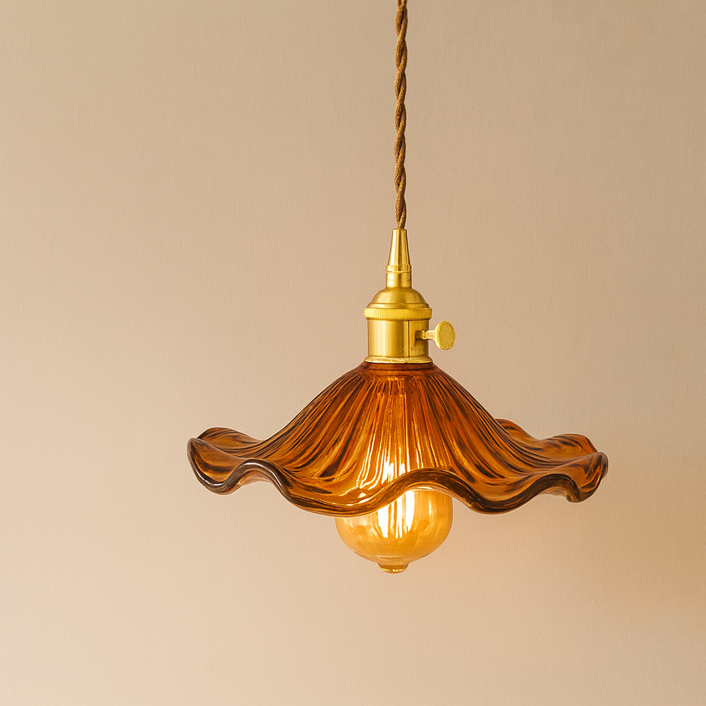 Dimbare glazen hanglamp HibiscusBloom – elegante lamp met verstelbare lengte voor een verfijnd interieur