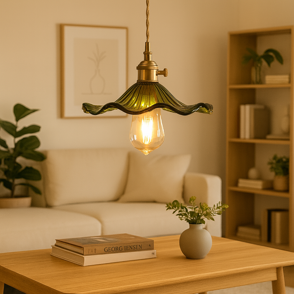 Dimbare glazen hanglamp HibiscusBloom – elegante lamp met verstelbare lengte voor een verfijnd interieur
