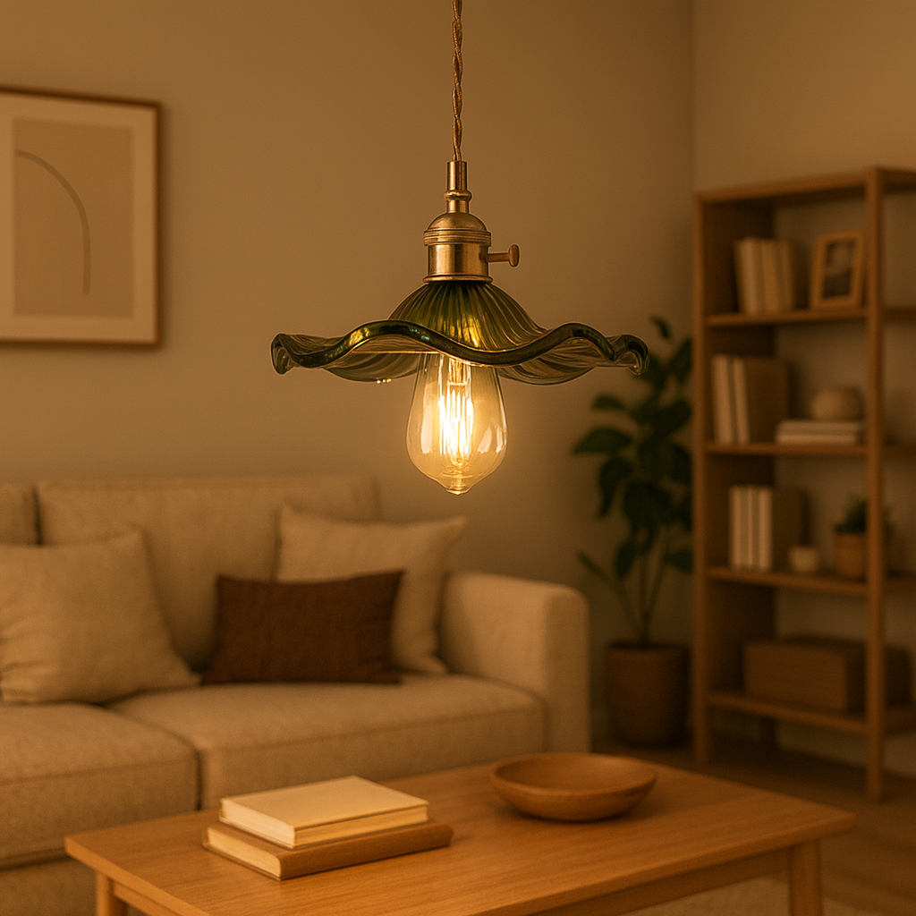 Dimbare glazen hanglamp HibiscusBloom – elegante lamp met verstelbare lengte voor een verfijnd interieur